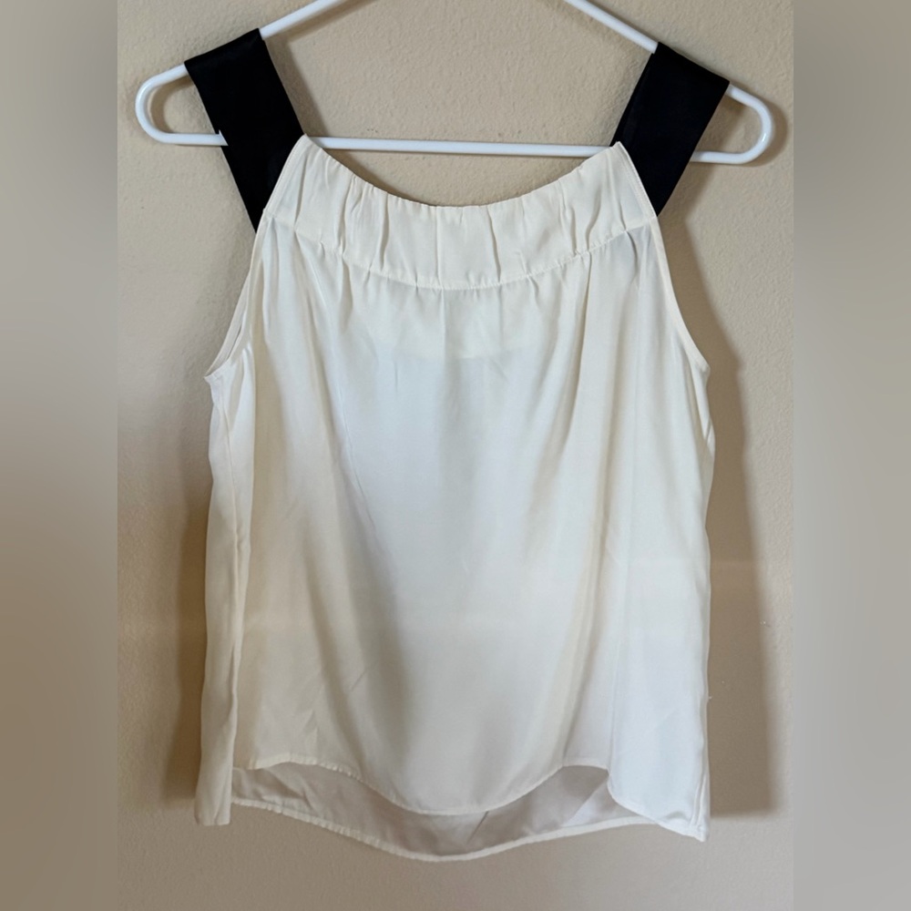Talbots RSVP Sleeveless Silk Blouse Cream with Black Bow Accent Women’s Petite S - Picture 6 of 7